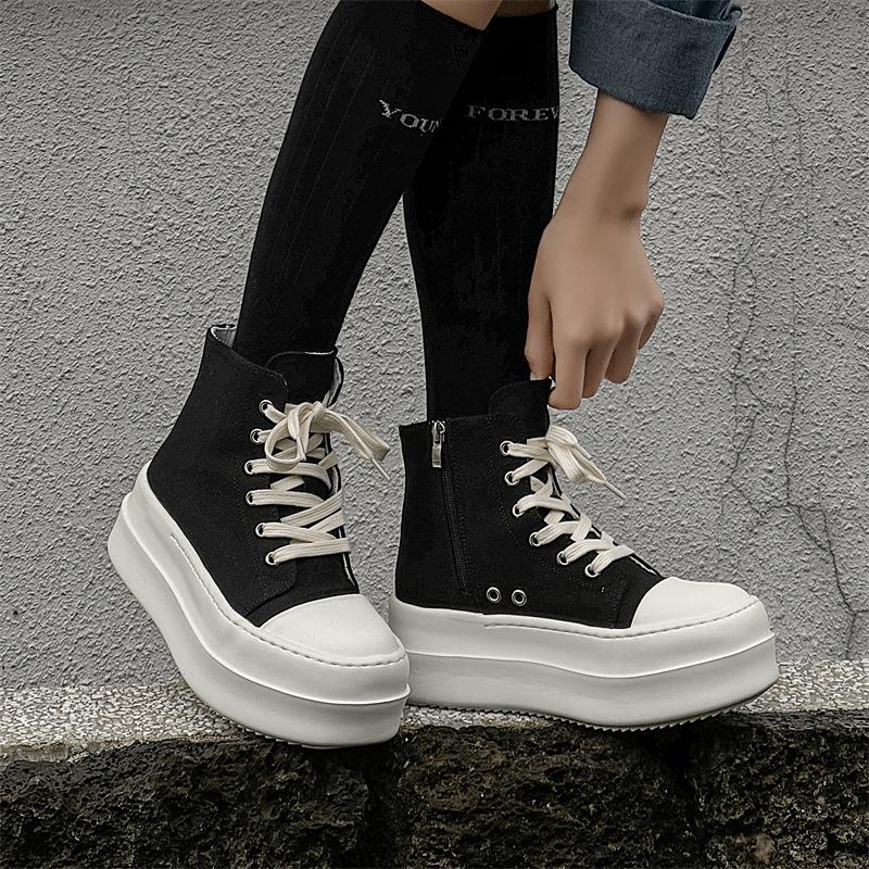 American platform canvas shoes men's niche sports high street couple big head board shoes height increase derby shoes women 18457-J