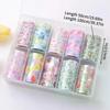 10 Rouleaux/boîte Feuilles de Transfert pour Ongles Rose Fleurie Papier Autocollant Autocollants Floraux Wraps pour Ongles Autocollants Nail Art Papillon Ciel Autocollant pour Ongles