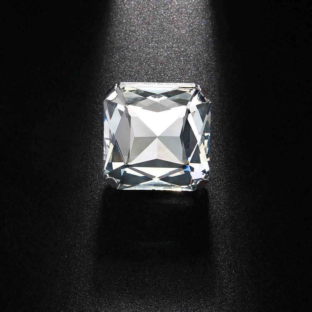 

Stonefans Fashion Square Finger Rings Large Crystal Party Accessories Statement Colorful Rhinestone Open Ring Adjustable Jewelry Gold-color белый