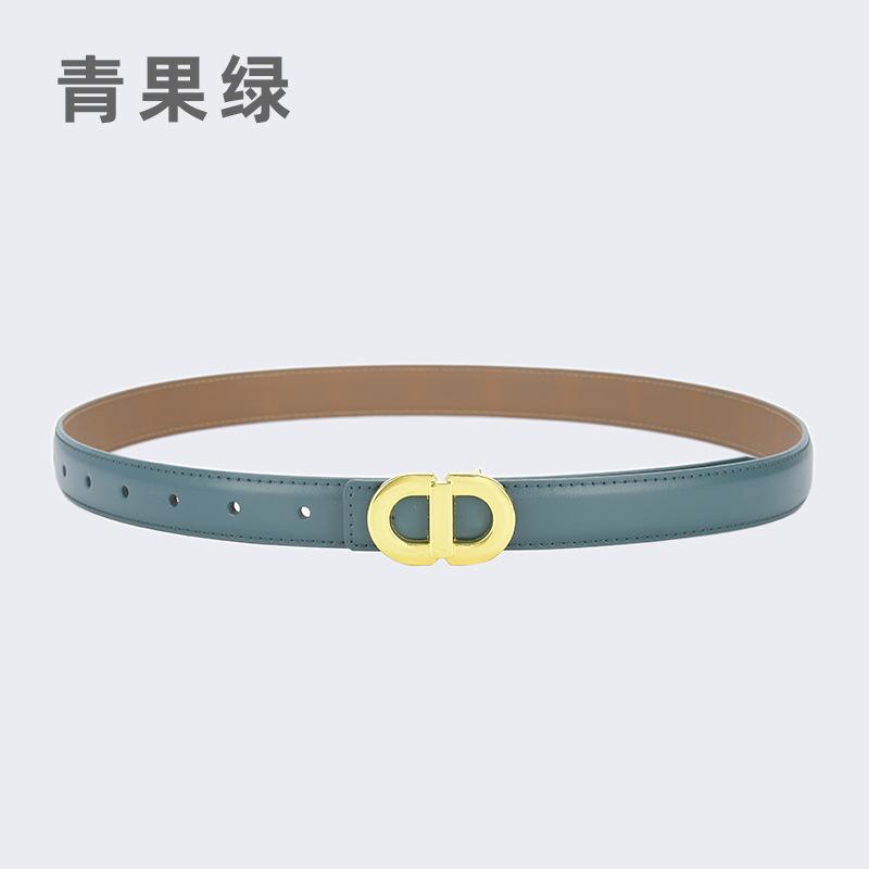 Ladies Belt Letter Alloy Buckle Simple Decorative Belt Leather Student Daily Casual Wear