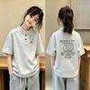 Girls' Stylish Stand-up Collar Short-Sleeve Polo Shirt for Summer, Medium To Large Sizes (Ages 6-12), Pure Cotton