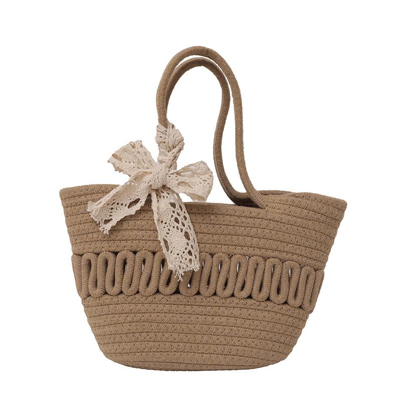 

Плетеная женская сумка 2025 лето новая сумка-корзина для овощей, модная универсальная пляжная сумка для отпуска one size fits all хаки