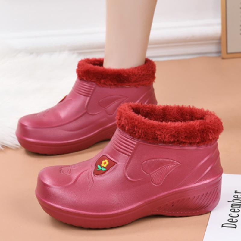 Cizme de zăpadă impermeabile unisex cu căptușeală din lână: Bumbac Cald, Pregătit pentru Muncă în Bucătărie, Spălat Rufe & Spălat Mașina