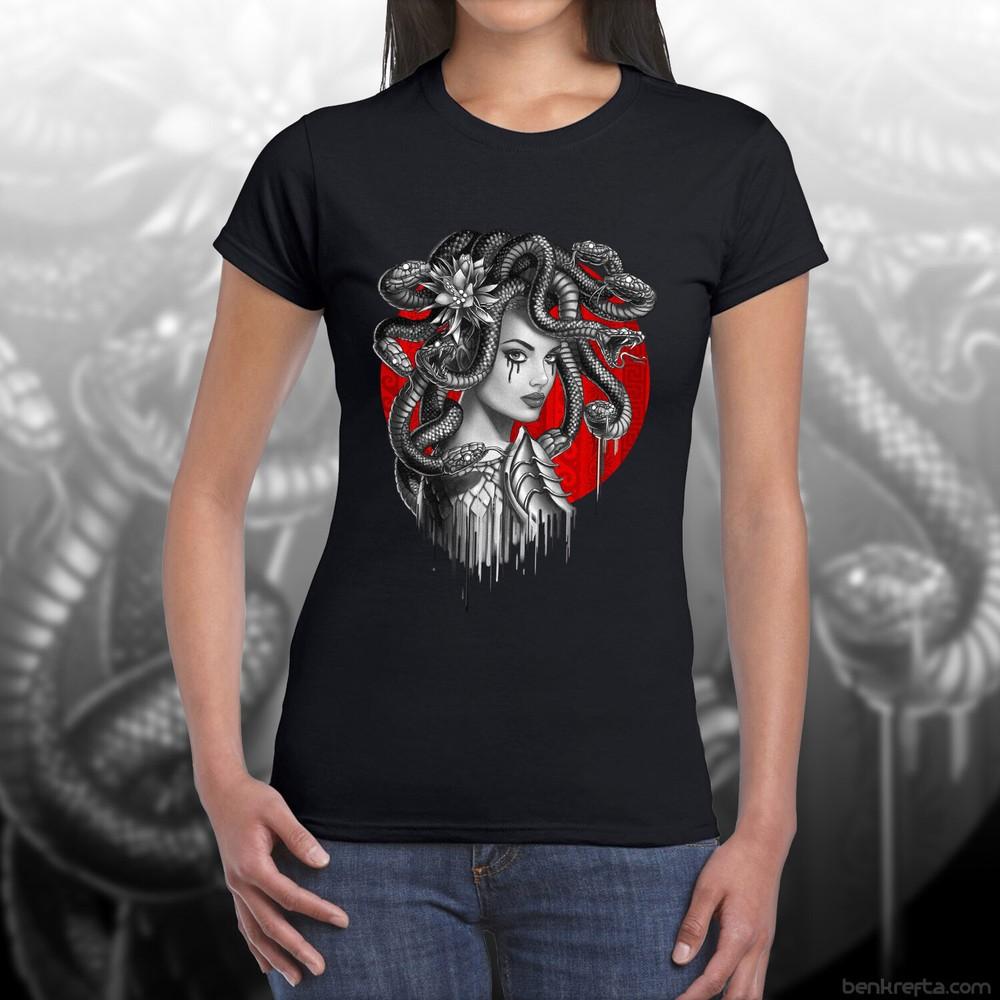 T Shirt Unisexs Medusa Snake Girl Red Dot Black Exclusive Krefta Tshirt S