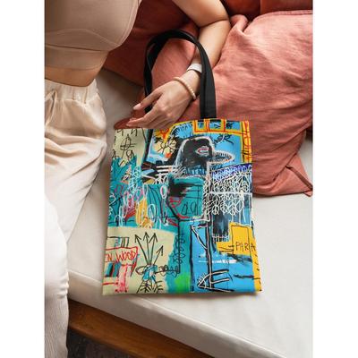 Trendy Graffiti One-Shoulder Zipper Tote: Versatile Fashion Handbag, Shopping Bag, School, or Laptop Bag