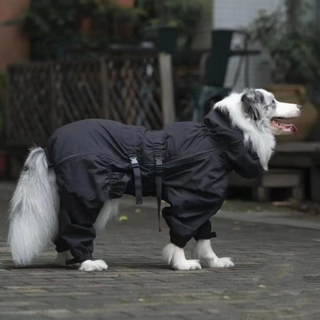 Cold Weather Dog Windproof Jacket,Warm Windbreaker For Big Breeds - 4 Legs Dog Outfit with Adjustable Waist Design,6XL Available