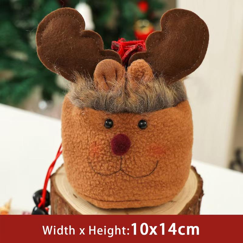 Christmas Lamb Wool Drawstring Bag Plush Apple Gift Pack New Year Christmas Eve Cute Santa Claus Elk Snowman Ornament Xmas 10x14cm