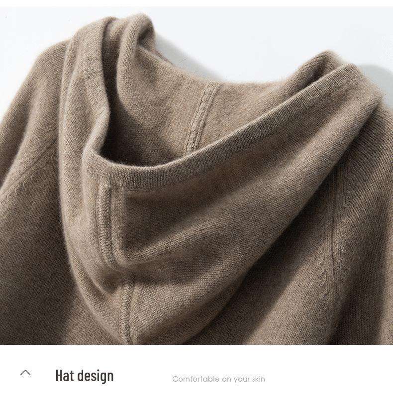 2023 Autumn/Winter Hooded Mid-Length Cashmere Knit Long Dress - Thick, Loose, and Versatile