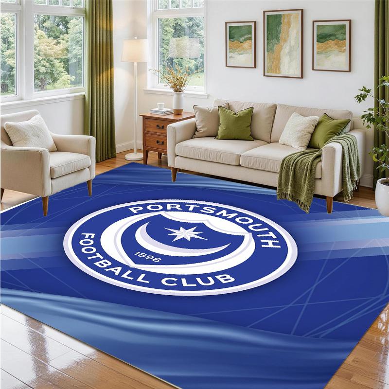 Portsmouth FC Design Crystal Velvet Rug Soft Decorative Mat for Bedroom Entrance
