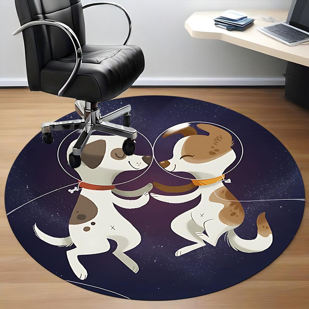 1pc Space Pals Office Round Area Rug, Under Office Chairs Bedroom Living Room Home Decor, Room Deco