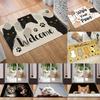 Cartoon Cat Print Door Mats Bedroom Bedside Carpet Non Slip Balcony Bathroom Flannel Area Rug for Home Living Room Decoration