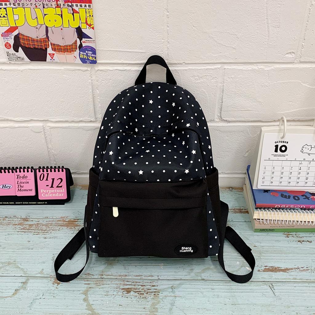 Schoolbag Korean Version of Small Fresh Star Schoolbag Female Versatile Lightweight Travel Backpack Junior High School Student Class Backpack Backpack