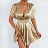 Low Cut V Neck Sexy Fashionable Dress Elegant Waist Cinched Summer New Arrival Women's Clothing Short Sleeveless Dress