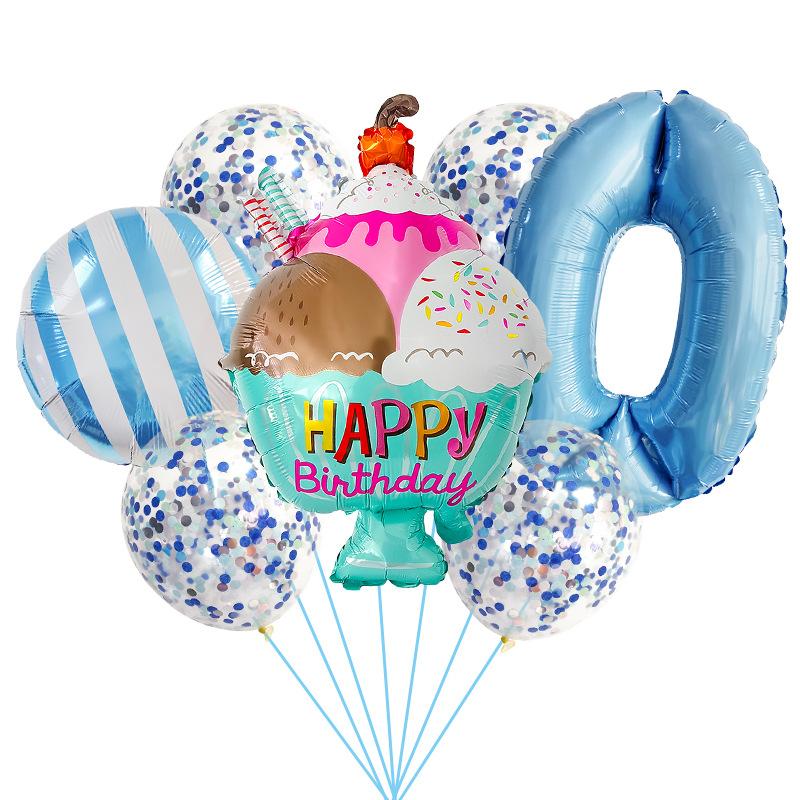 Birthday Ice Cream Candy Balloon Set Birthday Party Aluminum Film Balloon Arrangement Children'S First Year Photo
