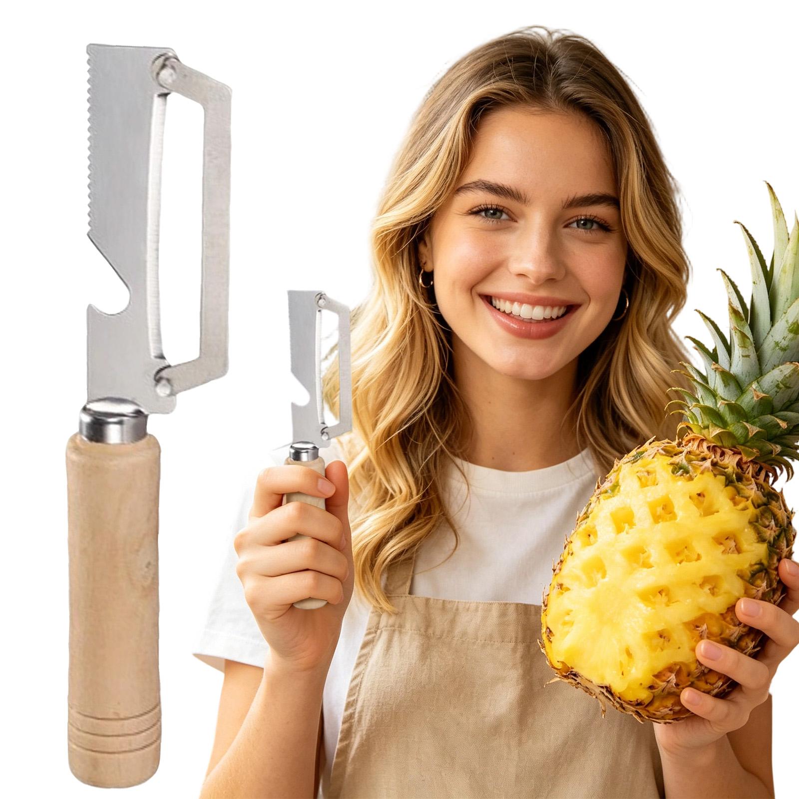 

Wood Handle Stainless Steel Peeling Knife with Serrated Blade and Integrated Bottle Opener for Kitchen Vegetable Fruit Preparation One Size серебряный