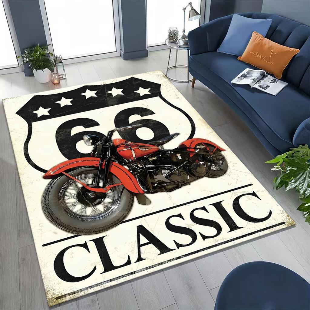 3D Retro Route 66 America Historic Mother Road Rug for Bedroom Living Room Sofa Home Doormat Decor,Larger Kid Non-slip Floor Mat