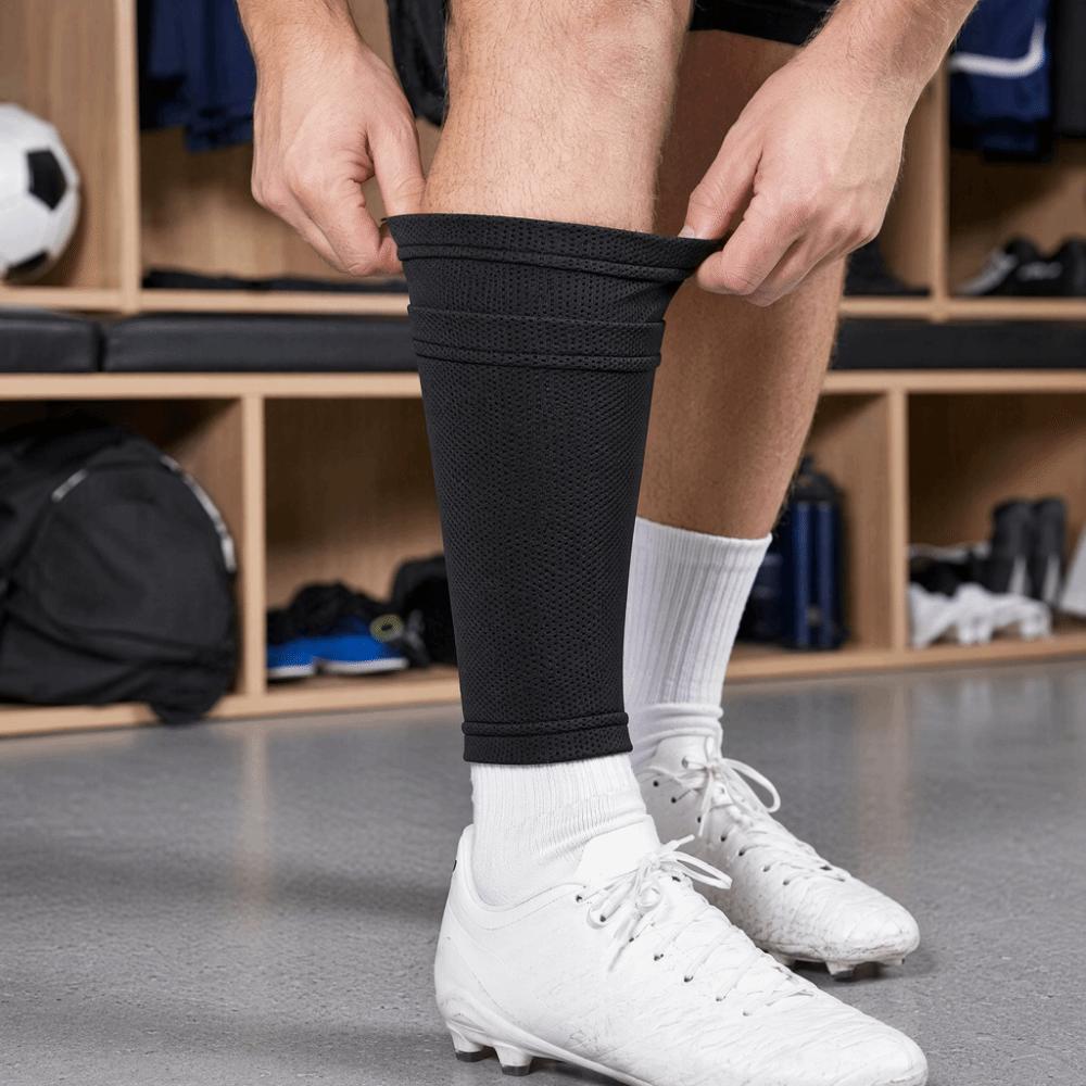 2pcs Breathable Soccer Shin Sleeves Polyester Soccer Shin Guard Socks Soccer Training