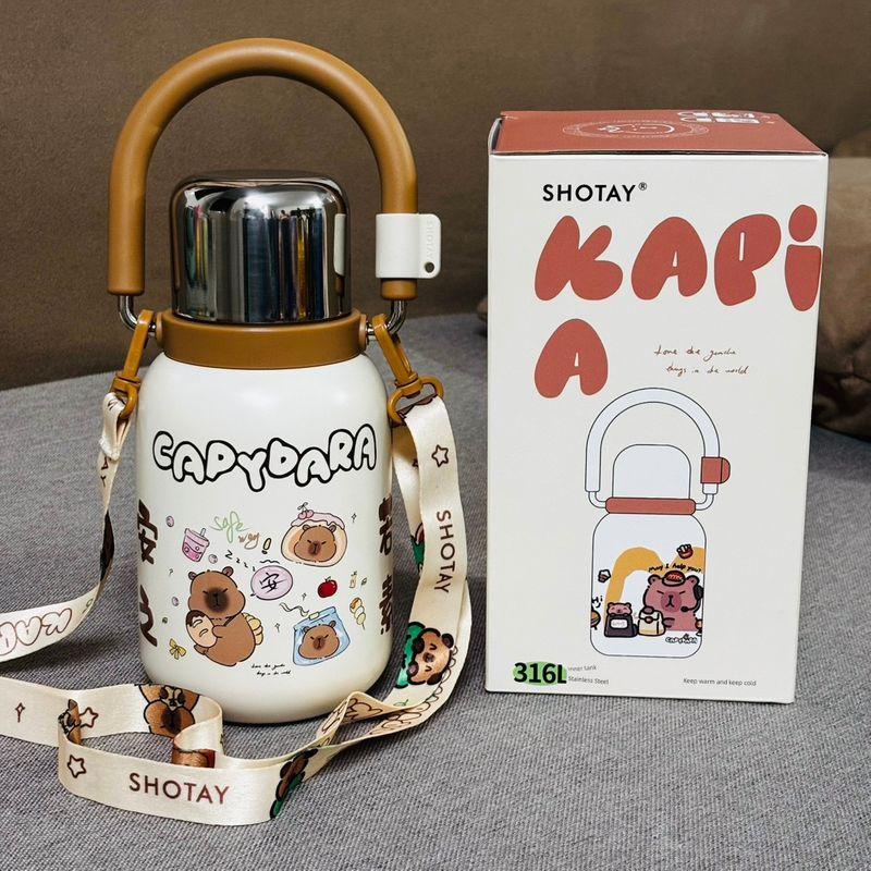 

Shangtai Large-Capacity Thermos Cup with Handle for Girls and Students, Tea Brewing Cup for Men, Sports 316L Water Bottle, New Model Type a