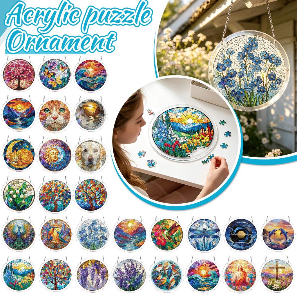 Acrylic Puzzle Suncatcher 83 Pieces, Wisteria In Glasslight Sun Catchers Puzzle, DIY SunCatchers Puzzles Window Hanging, Home & Garden Decor, 7.4 In