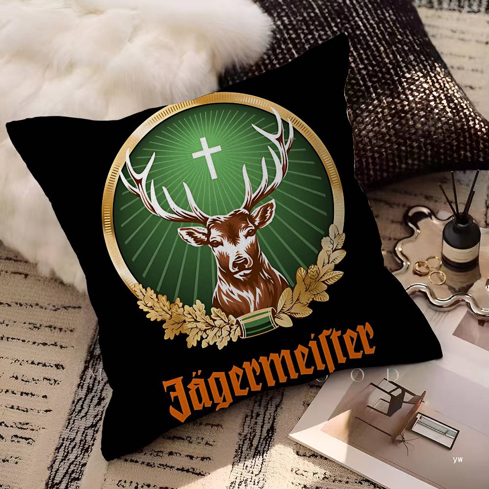 JJagermeisteres Logo Pillow Gift Home Office Decoration Pillow Bedroom Sofa Car Cushion CoverPillow Case