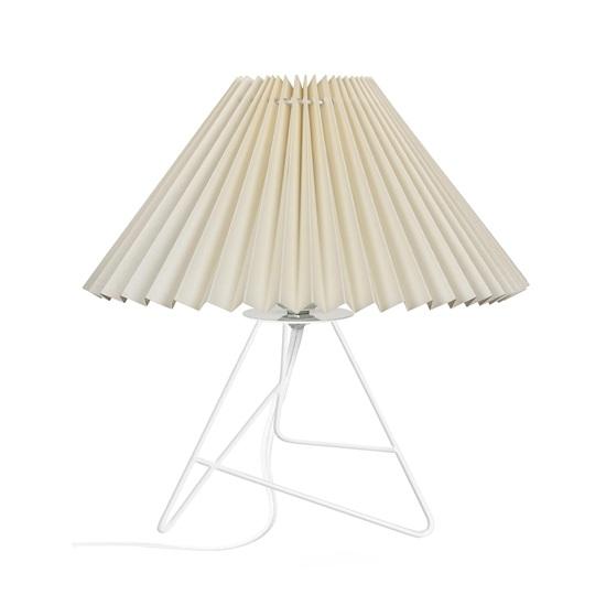 34.7 cm Retro Down to The Wire Metal Table Lamp with Fabric Shade, Bedside Lamp Gift Housewarming Home Living Room, Pleated Shade Off-White Gift