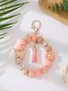 Silicone Beaded Keychain with Daisy, Wooden Butterfly Bracelet & Tassel Pendant