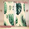 Sheer Flat Printing Curtains Without Rod Green Leaf Collection New Year Festival Fashion Semi Curtain Set Of 2 Made Polyester Washable
