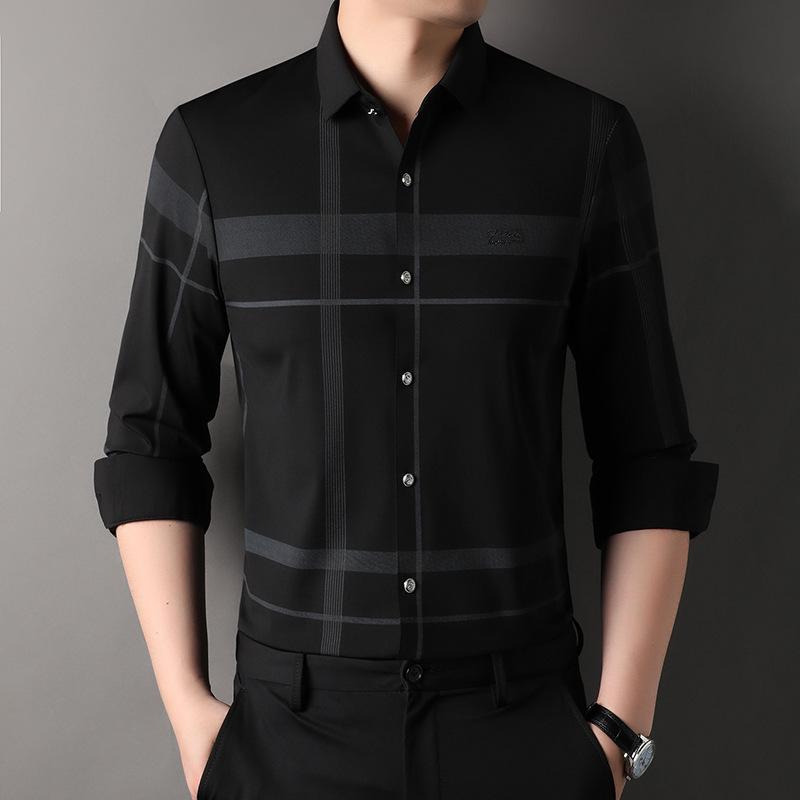 Осенняя мужская рубашка из шелка Mulberry с длинными рукавами — фото 3