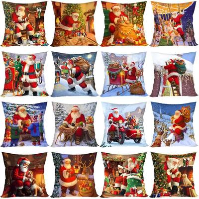 Christmas Santa Cushion Cover Decorative Pillow Cover Throw Pillow Case Home Decor 2024 Christmas Decor for Home Sofa Pillowcase