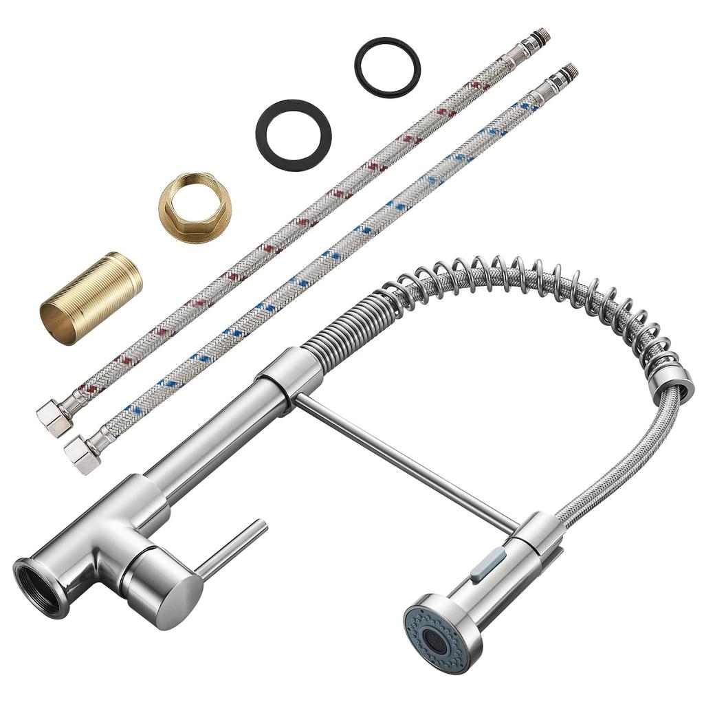 Cooltens Kitchen Single Lever Mixer Tap with Hand Faucet, Shower, Water-Saving Shower, Brass, Spring-Loaded