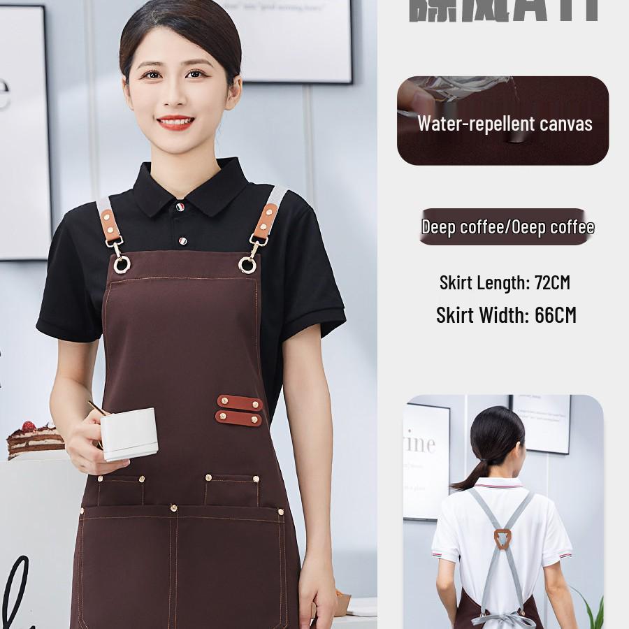 Waterproof Canvas Catering Apron with Logo, Stain-Proof, Ideal for Kitchens & Cafes