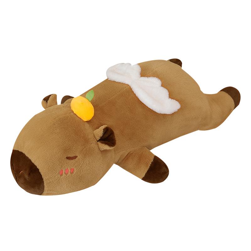 Riesiger Kawaii Cartoon Riesiger gestreifter Capybara Plüschtier Braune Orange Flügel Kreatives Capybara Plüschtier 60cm