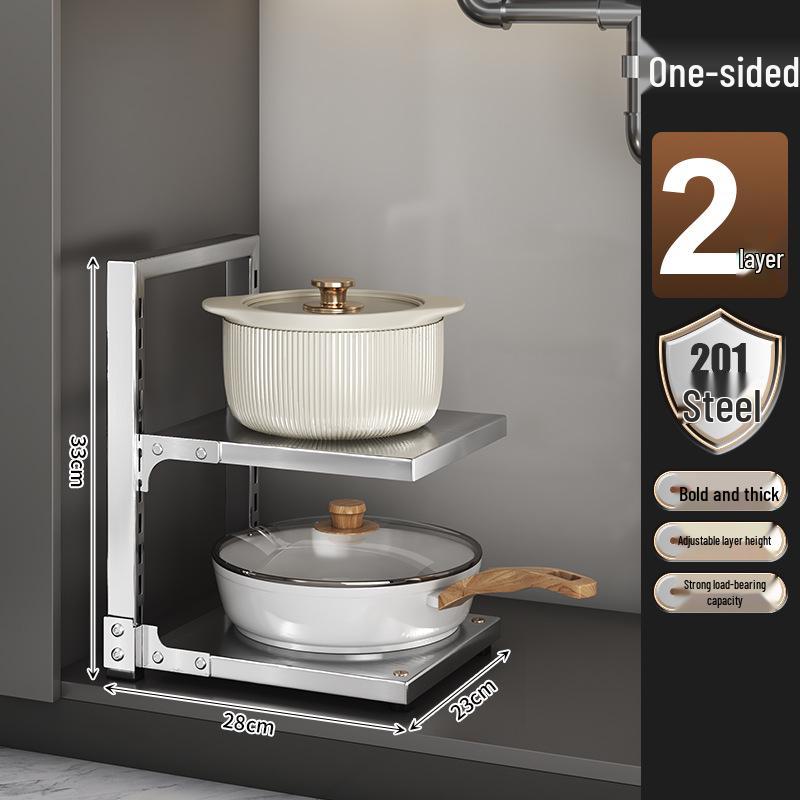 Multi-Layer Stainless Steel Under-Sink Kitchen Storage Rack