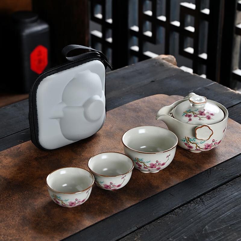 Shangqi Yellow Ru Kiln Portable Travel Tea Set