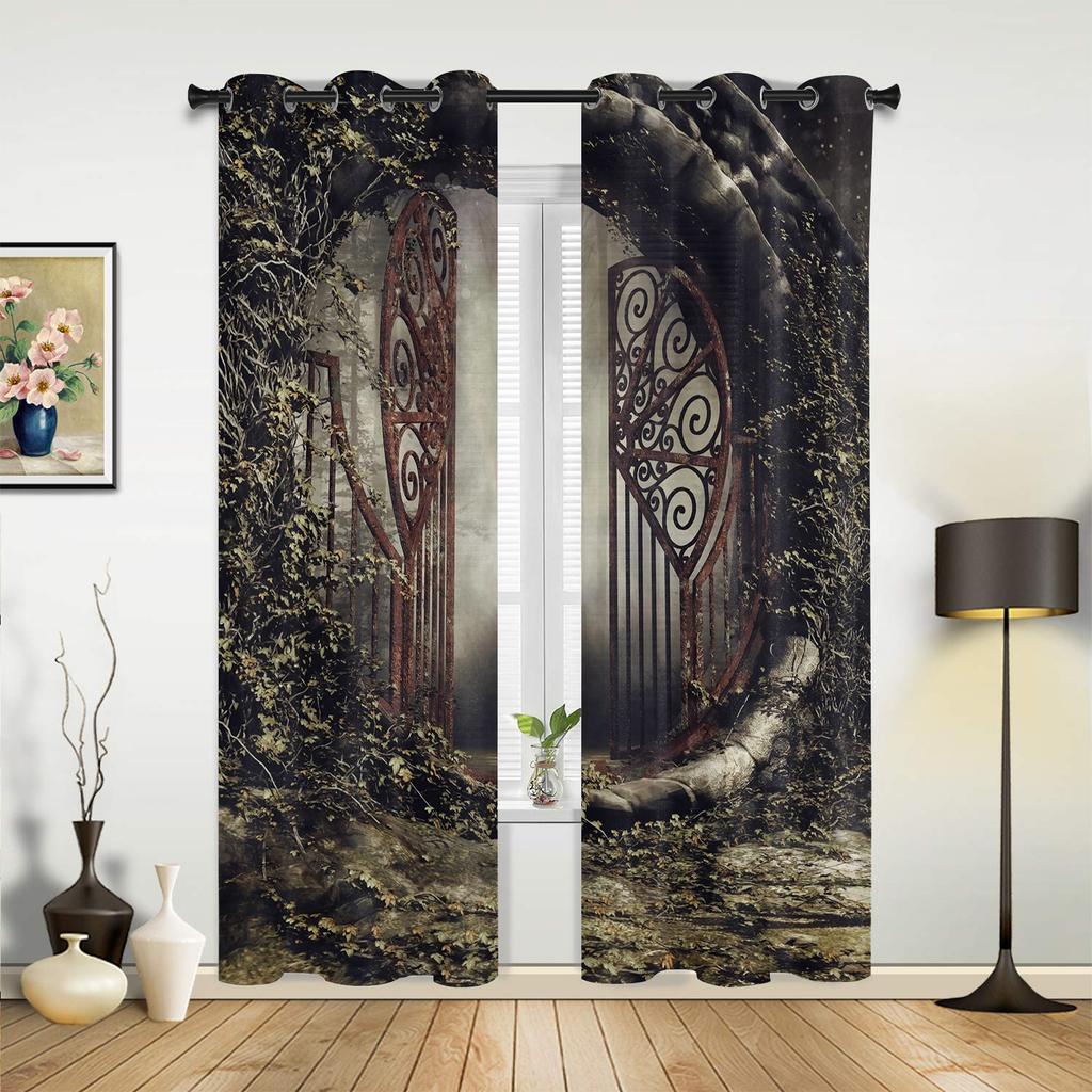 Gothic Vintage House Decorative Curtains for Bedroom Living Room Drapes Kitchen Children's Room Window Curtain Modern Home Decor