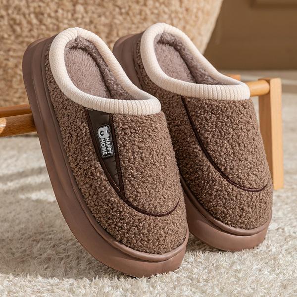 Cotton slippers home autumn and winter cartoon embroidery cotton mop indoor bedroom warm velvet platform shoes