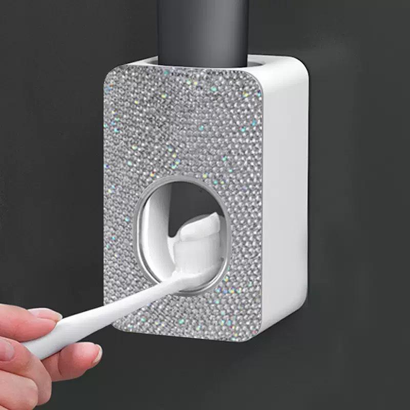 Rhinestone Automatic Toothpaste Squeezer & Holder - Punch-free Bathroom Accessory