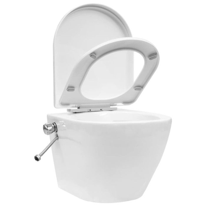 VidaXL Toilette murale sans bord à fonction de bidet Céramique Blanc