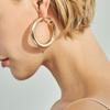 Punk Rock Minimalist Women Jewelry Big Gold Alloy Round Circle Hoop Earrings Thick Tube
