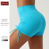 Cross-Border New Arrival Pleated Drawstring Yoga Shorts Quick-Drying V-Type Hip Lifting Sport Shorts Running Training Workout Pants
