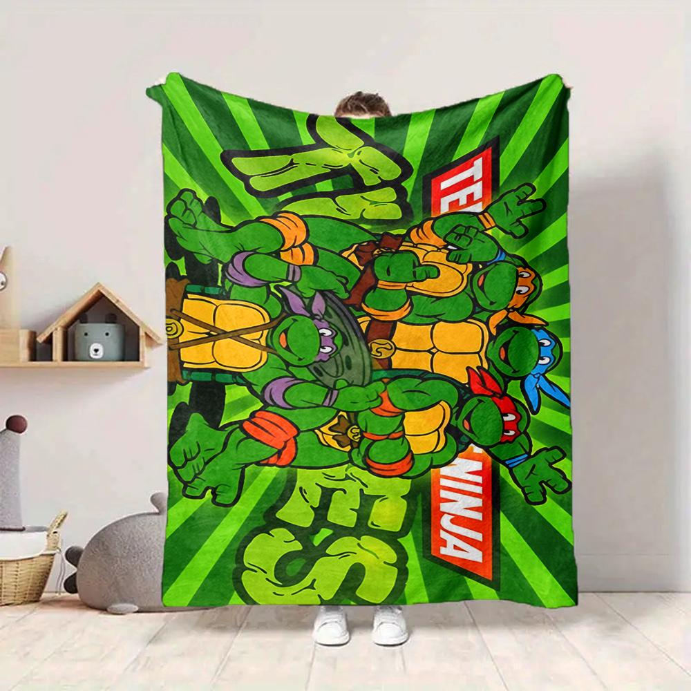 1Pc Turtles Action Flannel Blanket, Soft And Comfortable, Casual Warm, Camping Travel, Christmas, Halloween Xmas Gift S1586