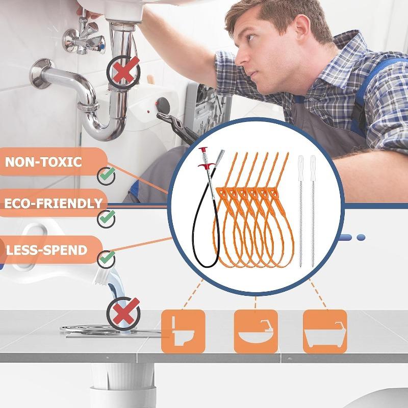 9PCS Pipe dredger Cleaning Brush Set Tool Brush Durable Multifunctional Brush
