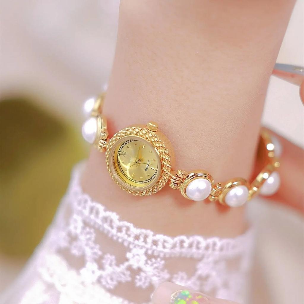 Women Fragrance Medieval Pearl Bracelet Watch Waterproof Quartz Wristwatch