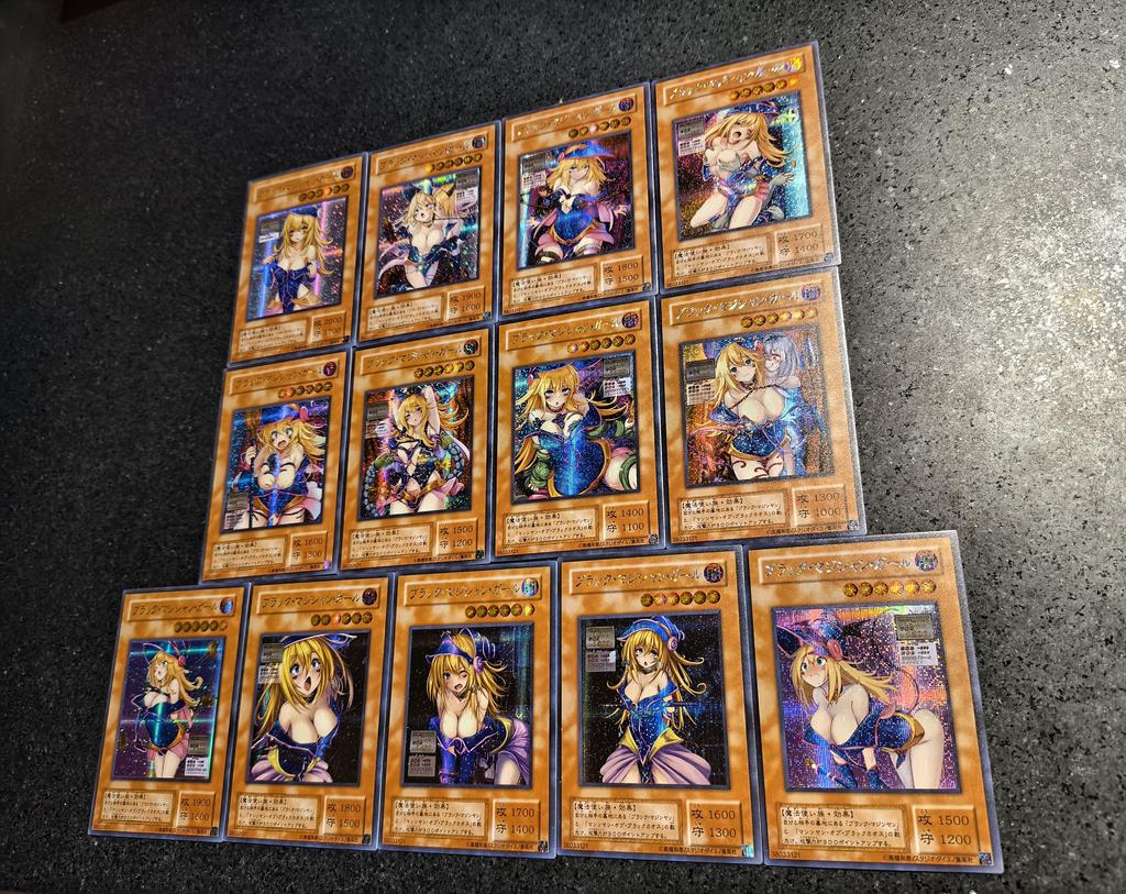 Yu-gi-oh! 13 peças/conjunto Menina Mágica Negra Diy Cartas de Coleção Feitas à Mão Gaze Flash Anime Brinquedo Presente Carrinho 59x86mm