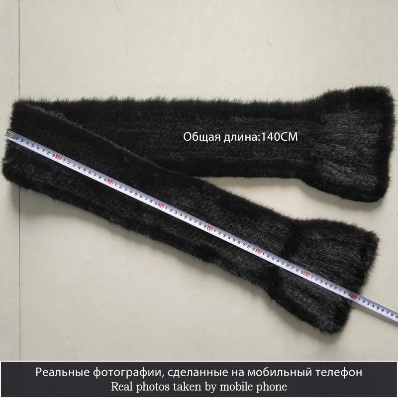 Winter Natural Mink Fur Scarf For Women Long Style Lady Genuine Fur Neckerchief Handmade Knitted Really Mink Fur Scarves