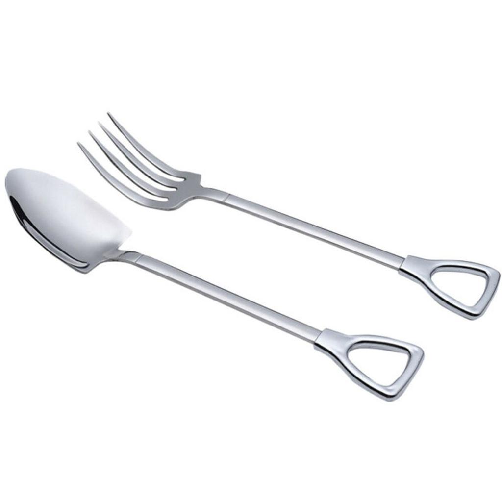 Stainless Steel Fork Spoon Set Long Handle Kitchen Cutlery Set For Dinner Travel