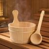 Wooden Sauna Pail Natural Wood and Ladle Set Long-Lasting