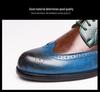 Men's Plus Size Brogue Color Block Leather Dress Shoes - British Style