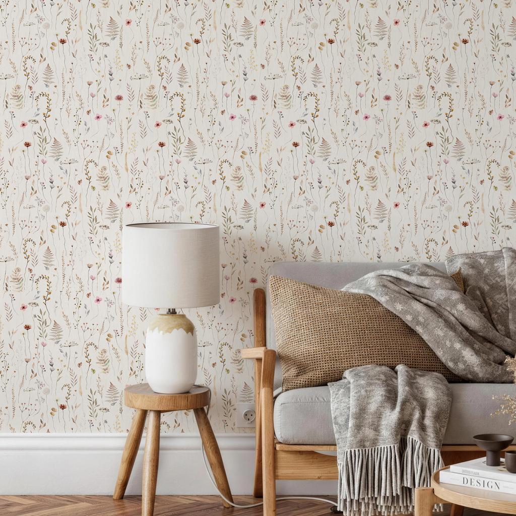 Light Beige Flower And Leaves Pvc Peel And Stick Wallpaper Morden Waterproof Vinyl Self Adhesive Furniture Cabinet Stickers