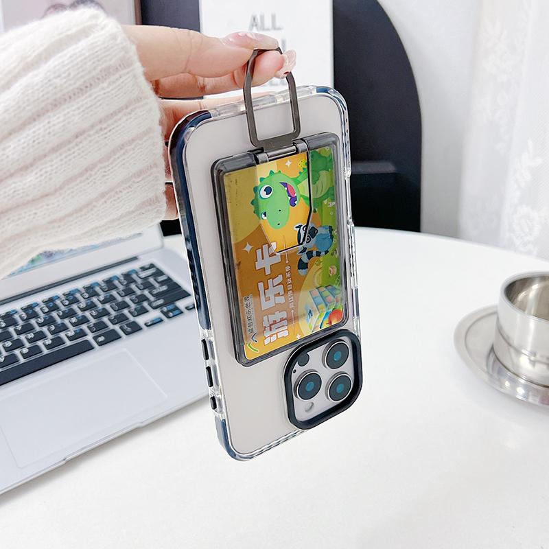 Clear Magnetic Card Holder Wallet Case For Magsafe Iphone 16 15 14 13 Pro Max With Fold Phone Holder Macsafe Card Slots Pocket